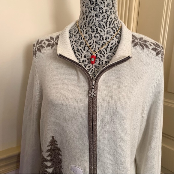 Vintage Zip Up Boho Christmas Sweater SZ XL - Picture 7 of 13